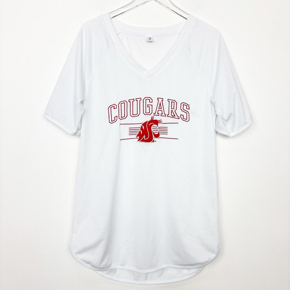ZooZatZ Women's WSU Washington State University Cougars White Mesh Jersey L